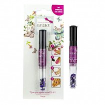 Lukky 3-в-1 ручка для дизайна ногтей с лаком для ногтей тёмно-малиновый 006 и стразами Т16777