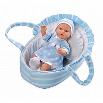 Мягконабивная кукла Arias Elegance в голубой люльке (звук), 28 см, Т11060