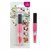 Lukky 3-в-1 ручка для дизайна ногтей с лаком для ногтей коралловый 144 и блёстками Т16773