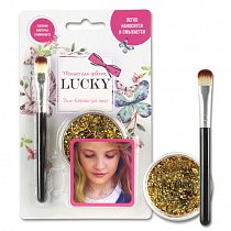 Гель-блестки для тела/лица, в наборе с кисточкой, цвет: золото, на блистере, Lucky, Т11928