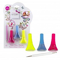 Набор Lukky - Точки и Горошки, 3 лака для ногтей и инструмент для нанесения точек и горошков, Т16761