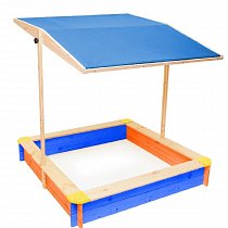 Песочница деревянная цветная с крышей, 01080202