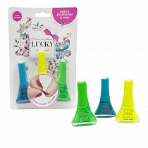 Набор из 3 лаков – Голубой #011 + Желтый #117 +Зеленый #119, блистер, объем 1 пузырька 5,5 мл., Lukky, Т11198