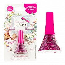 Лак серия Конфетти, цвет 03К, фуксия с блестками,  Lucky, Т14130