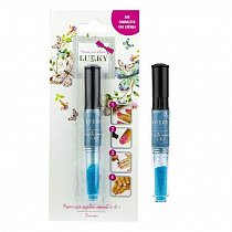 Lukky 3-в-1 ручка для дизайна ногтей с лаком для ногтей светло-голубой 093 и блёстками Т16775