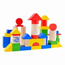Конструктор Деревянный Цветной 43 элемента, Томик, 6678-43