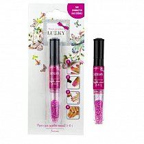 Lukky 3-в-1 ручка для дизайна ногтей с лаком для ногтей фуксия 133 и блёстками Т16772