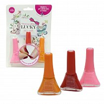 Набор из 3 лаков - Коралловый(#144) + Красный(#022) + Оранжевый(#148), блистер, Lucky , Т11205