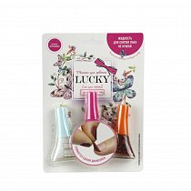 Набор из 3 лаков, серия Конфетти - перламутр с блестками #01К + фуксия с блестками #03К + темно-золотой с блестками #12К, блистер, Lucky, Т14128